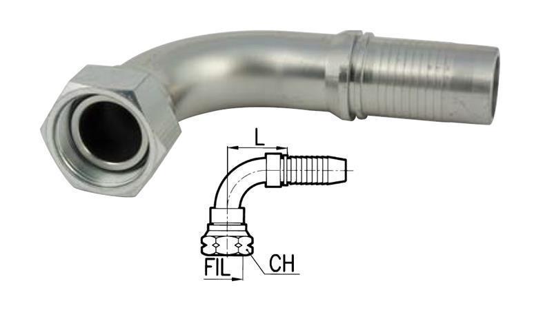 HIDRAULISKĀ SAVIENOJUMS DKOL 10 L AR SIEVIŠĶU ELBOW 90 DN6-M16X1,5