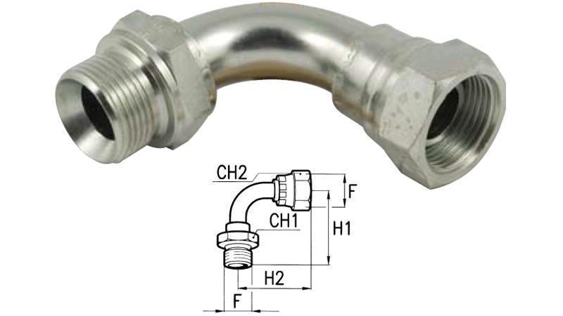 HIDRAULISKAIS ELBOW 90° BSP VĪRIEŠA-SIEVIETE M18x1.5