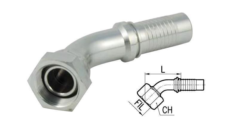 HIDRAULISKĀ SAVIENOJUMS DKOL 8 L AR SIEVIŠĶU ELBOW 45 DN6-M14X1,5