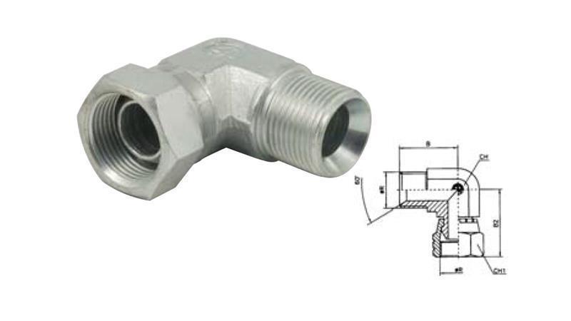 HIDRODINAMISKA ELBOW 90° BSP ĪSS GRIEŽAMĀ NUT-VĪRIETIS 3/8