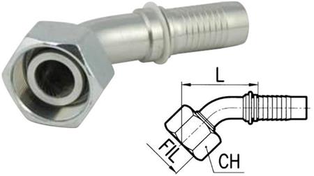 HIDRAULISKĀ SAVIENOJUMS DKOS 25 AR SIEVIETES ELBOW 45* DN19-M36x2