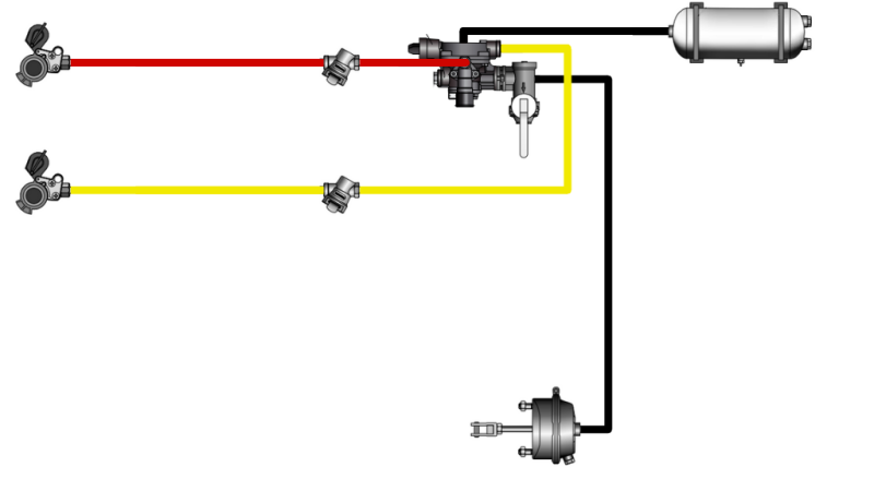 CONJUNTO DE FREIOS HIDRÁULICOS A AR PARA REBOQUE SISTEMA COMPLETO DE DUPLO CIRCUITO 1 CILINDRO