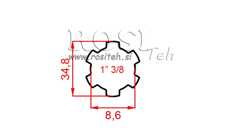 KARDAN ADAPTER 1-3/8 DUBBELZIJDIG (200 mm)
