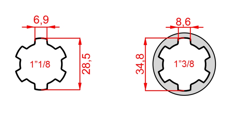 ADAPTADOR P.T.O. CON CLAVO de 1”3/8 a 1”1/8
