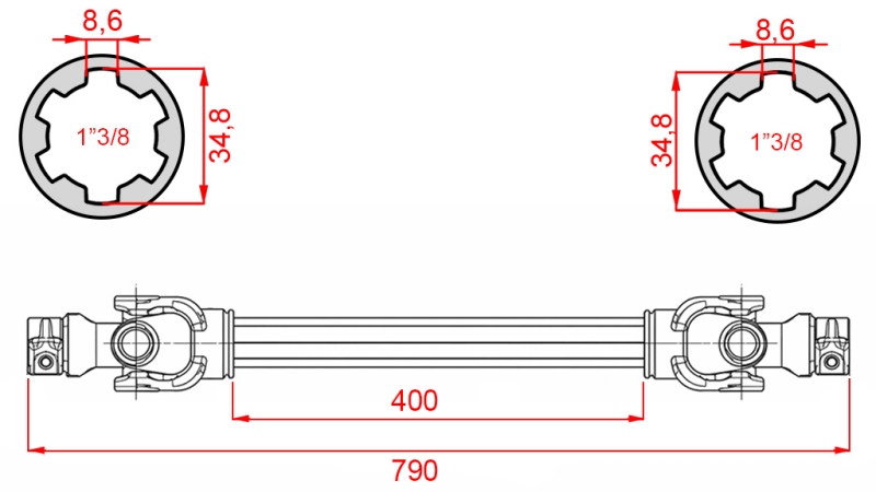 ECO KARDANAS 790mm 35-60HP STANDAARD