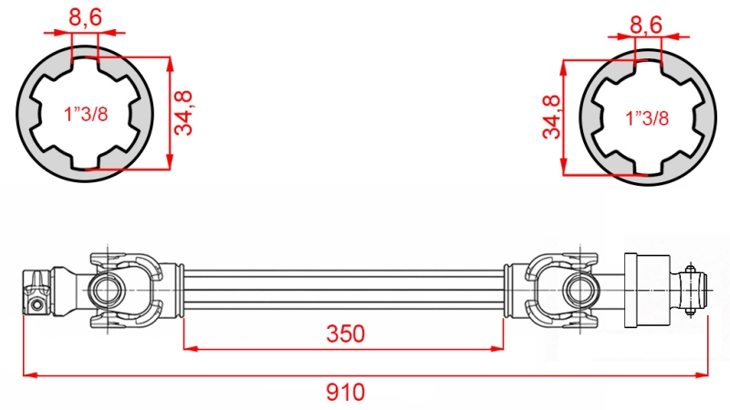 ECO KARDANAS 910mm 30-75HP MET VRIJLOOPKOPPELING