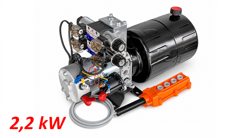 MINI AGGREGATO CILINDRICO 24V DC - 2,2kW = 2,1cc - 8 lit - 2x montaggio a due vie (metallico)