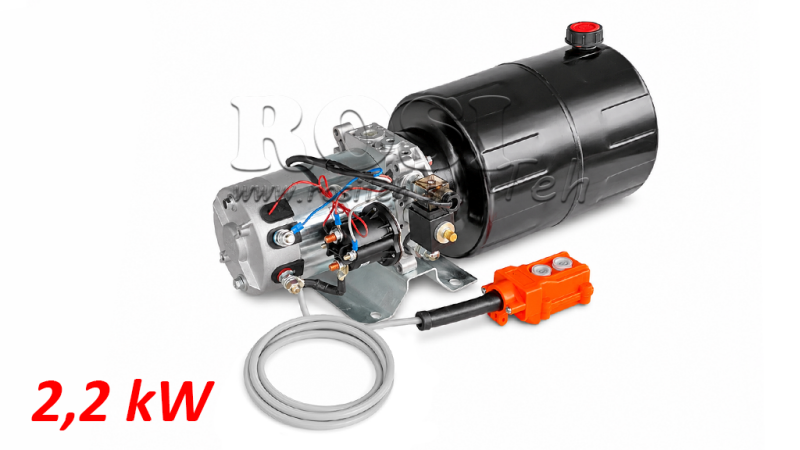 UNITÀ DI POTENZA IDRAULICA MINI 24V DC - 2.2KW = 2.1CC - 8 LIT - ASSEMBLAGGIO MONOFASE (METALLO)