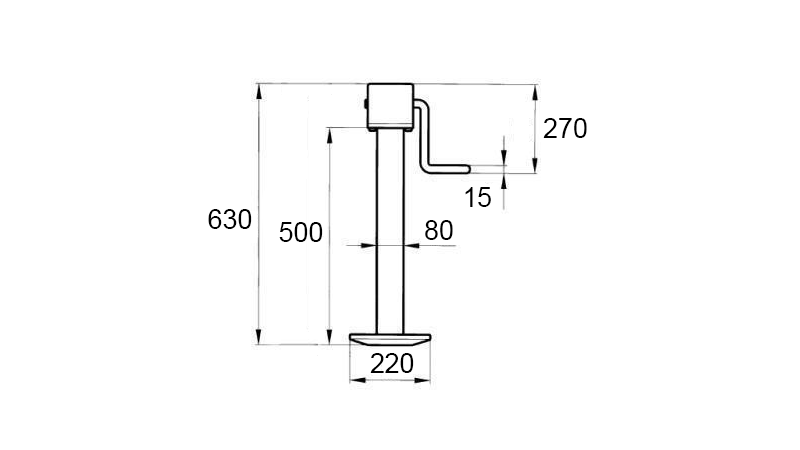 VĪTNES ATBALSTA KĀJA (AUGSTUMS 630 mm - GAJIENS 350 mm) - 1.800 kg