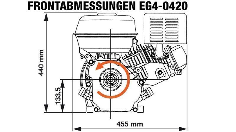 bensinmotor EG4-420cc-9.6kW-13.1HP-3,600 RPM-E-KW25x88.5-elektrisk start