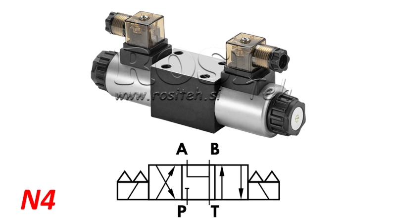 HIDRAULISKAIS ELEKTROMAGNĒTISKAIS VĀRSTS KV-4/3 CETOP 3 12/24/230V N6