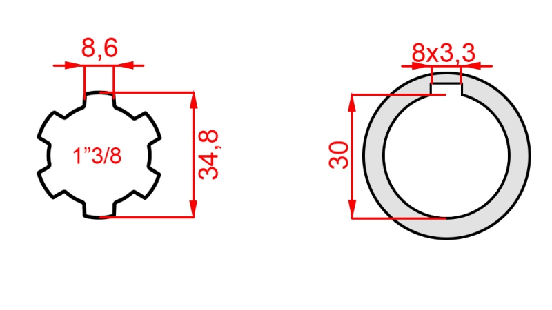ΑΝΤΑΠΤΟΡΑΣ ΚΑΡΝΤΑΝ 1-3/8 - ΟΠΗ fi 30 mm (145 mm)