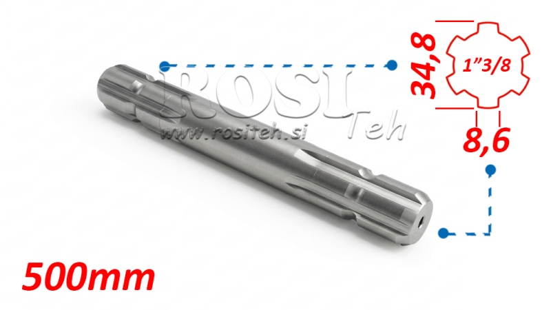 ADAPTADOR P.T.O. 13/8 DOBLE CARA L=500