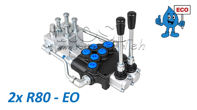 HIDRAULISKAIS ELEKTRO-ROKAS VĀRSTS (BEZ SPOLĒM) – 2 SEKCIJU SADALĪTĀJS 2xR80-EO ECO