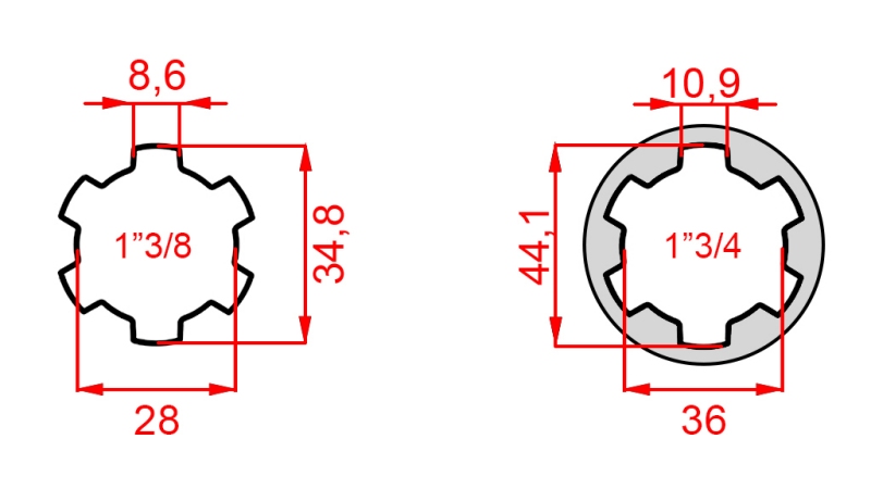 KARDANSKI NASTAVEK iz 1-3/4 na 1-3/8 (165 mm)