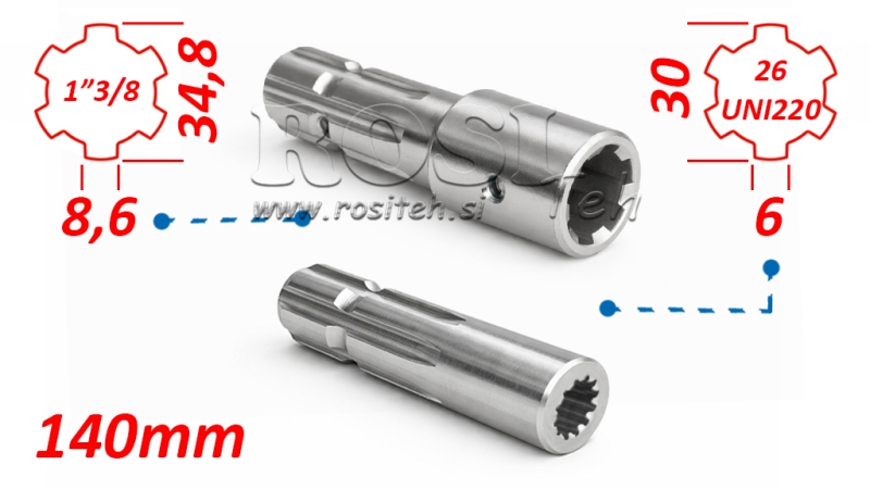 P.T.O. ADAPTER 1'' 3/8 -26 UNI 220