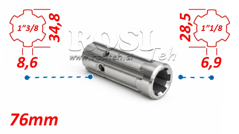 ADAPTADOR P.T.O. ADAPTADOR de 1''1/8 a 1''3/8 L-76mm