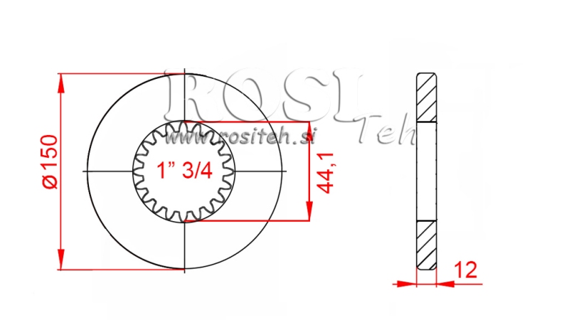 KARDĀNA ADAPTERIS AR ATLĒGU UN TAPU 1-3/4 (80 mm) (20 RIEVAS)