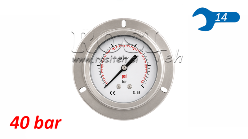 MANOMETER DN63 REAR 0 - 40 BAR - 1/4