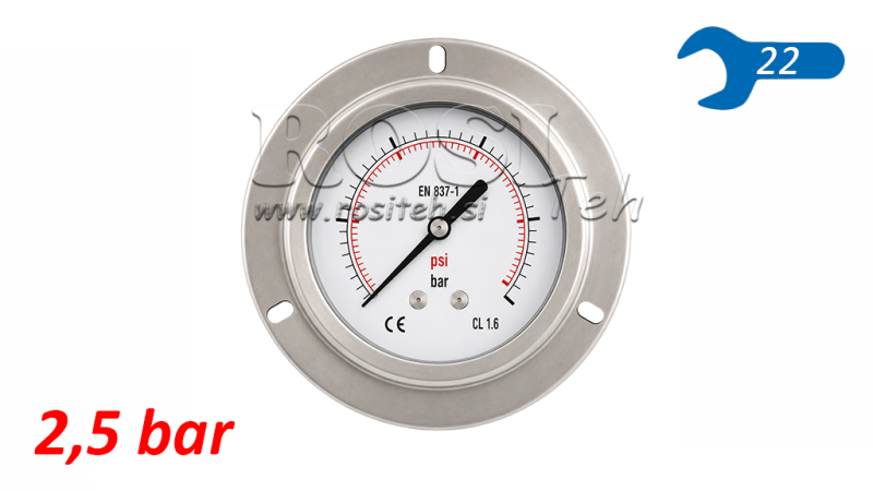 MANOMETER DN100 REAR 0 - 2,5 BAR - 1/2