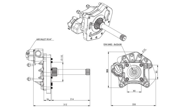 Dimensões DO MOTOR HIDRÁULICO - MERCEDES ACTROS A