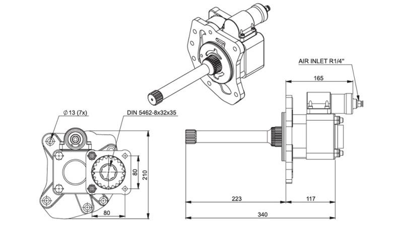 Dimensões DA BOMBA HIDRÁULICA - MERCEDES AXOR 2