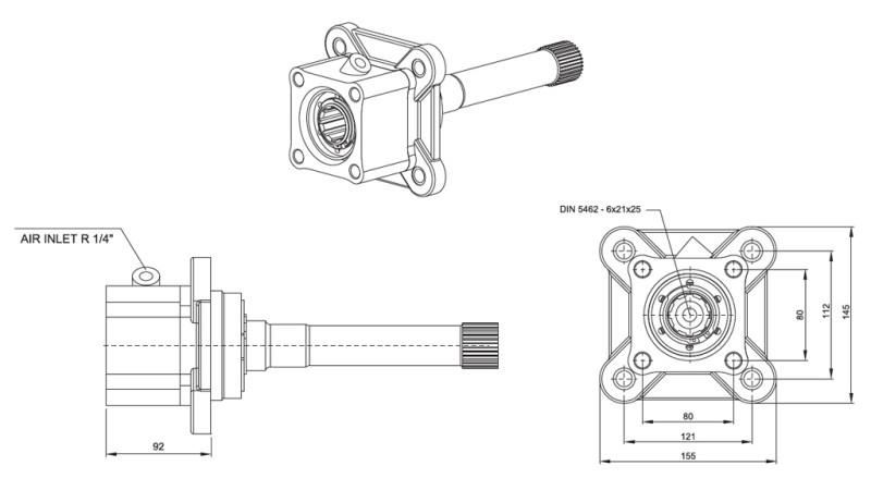 Dimensões DE SAÍDA PARA BOMBA HIDRÁULICA - VOLVO SR-1700-1