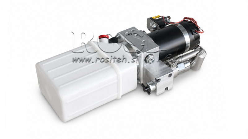 MINI HÜDRAULILINE ÜKSUS 24V DC - 0.8KW = 0.5CC - 1.5 LIITRID - ÜHEKÜLGNE ÜKSUS (PVC) KÄSIPUMPAGA