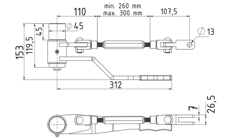MANIVELA DE FECHAMENTO DO PAINEL LATERAL - TRASEIRO