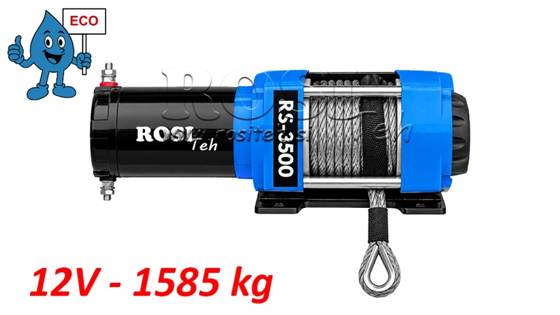 12 V ELEKTRISKĀ VINČA RS-3500 - 1585 kg - SINTĒTISKĀ VIRVE - ECO