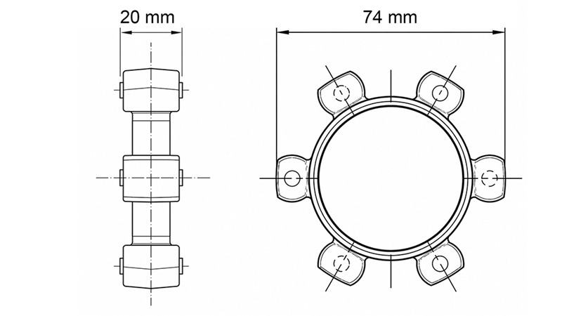 ZVAIGZNES TIPA SAKABE GUMIJAS IELIKTNIM ND16-ND17 (74mm)