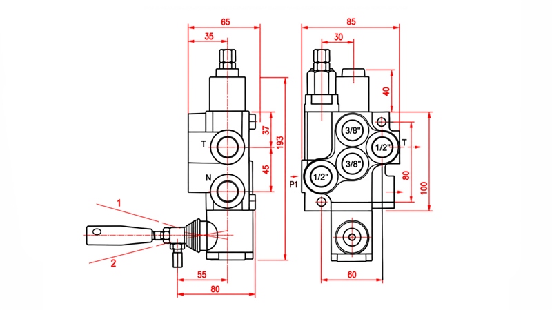 HIDRAULISKAIS ROKAS VĀRSTS – 1 SEKCIJAS SADALĪTĀJS 1xR40 ECO