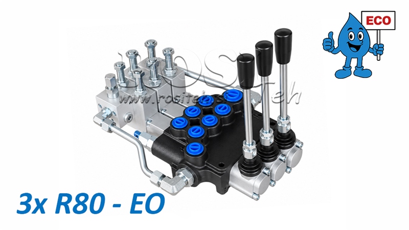 HIDRAULISKAIS ELEKTRO-ROKAS VĀRSTS (BEZ SPOLĒM) – 3 SEKCIJU SADALĪTĀJS 3xR80-EO ECO