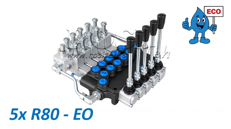 HIDRAULISKAIS ELEKTRO-ROKAS VĀRSTS (BEZ SPOLĒM) – 5 SEKCIJU SADALĪTĀJS 5xR80-EO ECO