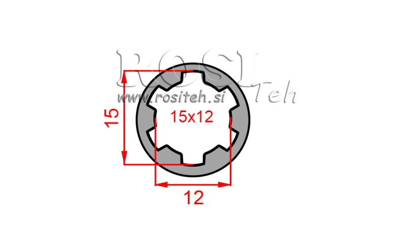 KARDANSKI NASTAVEK PUŠA 15x12 (8 zob) (40 mm)