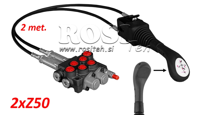 JOYSTICK BEZ POGAS - BOWDEN TROSE 2 m + HIDRAULISKAIS VĀRSTS 2xZ50