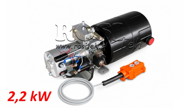 MINI HYDRAULIC POWER-PACK 24V DC - 2.2kW = 2.1cc - 8 liters - single-phase unit WITH MANUAL PUMP