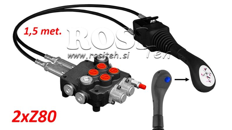 JOYSTICK 1x POGA - BOWDEN TROSE 1,5 m + HIDRAULISKAIS VĀRSTS 2xZ80