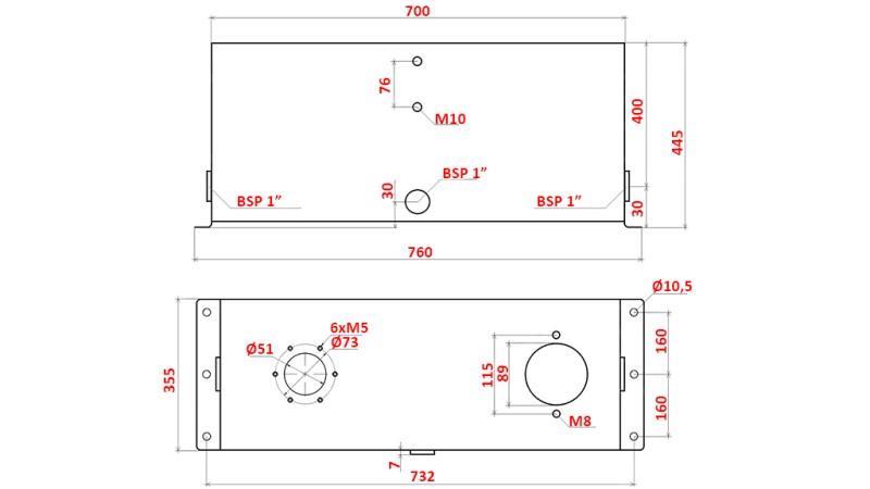 RESERVATÓRIO METÁLICO 100 LITROS CUBO 445x355x700mm COMPLETO COM EQUIPAMENTO