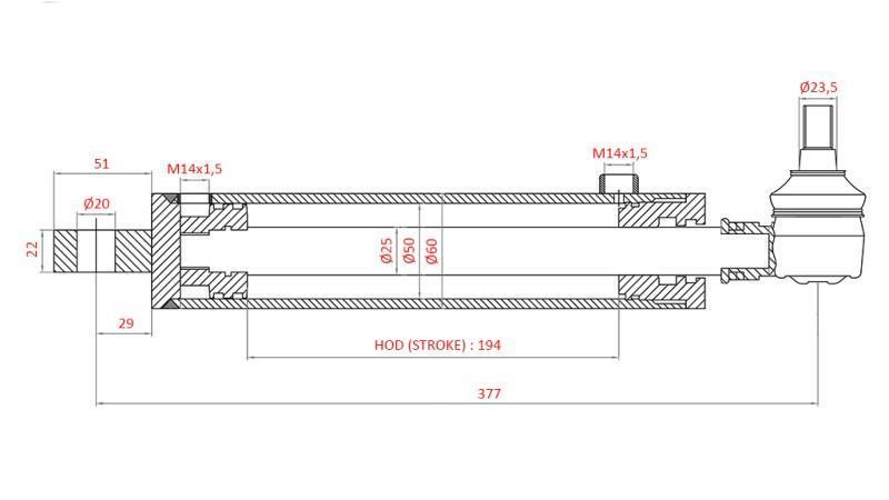 HYDRAULIC STEERING CYLINDER SAME OEM-169.6352.4/10