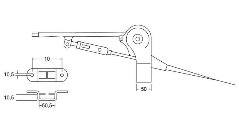 TRÆKHAANDTAG TIL TRAILER HÅNDBREMSER SÆT MED KABEL 2.3M