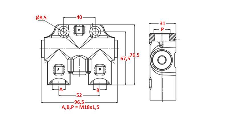 HYDRAULICKÝ VENTIL PRO ZNAČKOVAČ JEDNOLITÝ M18x1.5