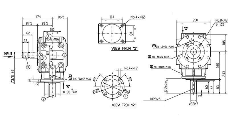 VINKEL REDUCER T-313J 1:3 (62HK-45.6kW)