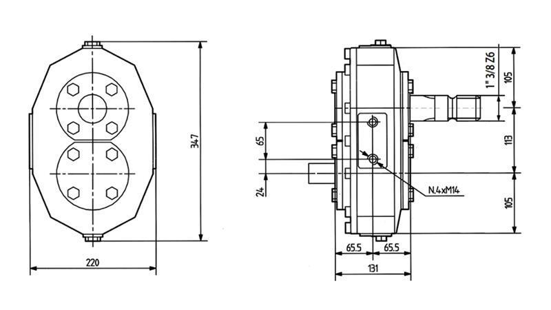 REDUSERING INVERSJON MR-90 1:1 (85HP-62.6kW)