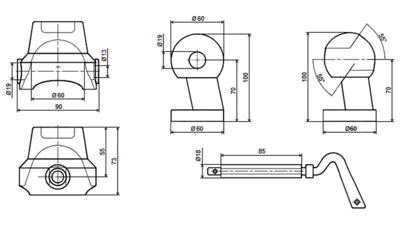 CONJUNTO DE SUPORTES PARA CAÇAMBA DE CAMINHÃO BASCULANTE FI60