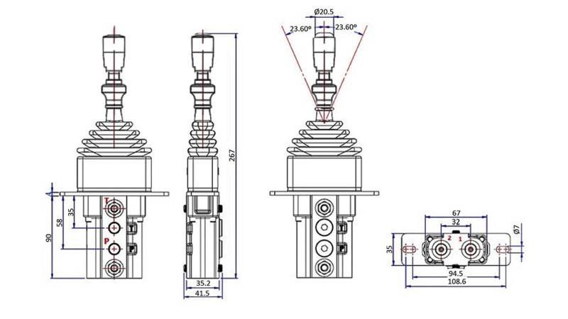 JOYSTICK HIDRÁULICO COM TRAVA