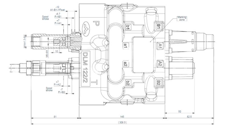 VÁLVULA DE CONTROLE HIDRÁULICA DLM-122/2 2XP80 L/MIN SENSIBILIDADE DE CARGA COM FUNÇÃO DE FLUTUAÇÃO