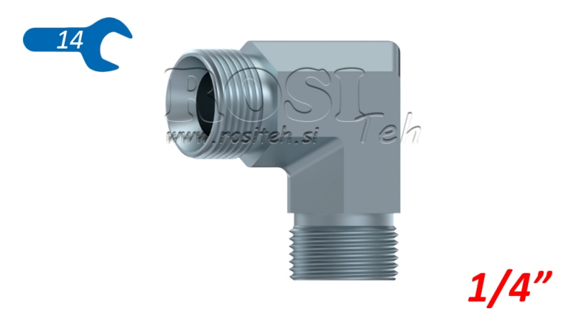 HIDRAULISKAIS ELBOW 90° BSP ĪSS VĪRIETIS-VĪRIETIS 1/4