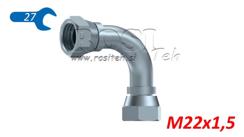 HYDRAULICKÝ KOLENO 90° ŽENSKÉ-ŽENSKÉ M22X1.5