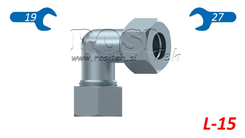 HYDRAULISK VINKEL L-15 MED MUTTER